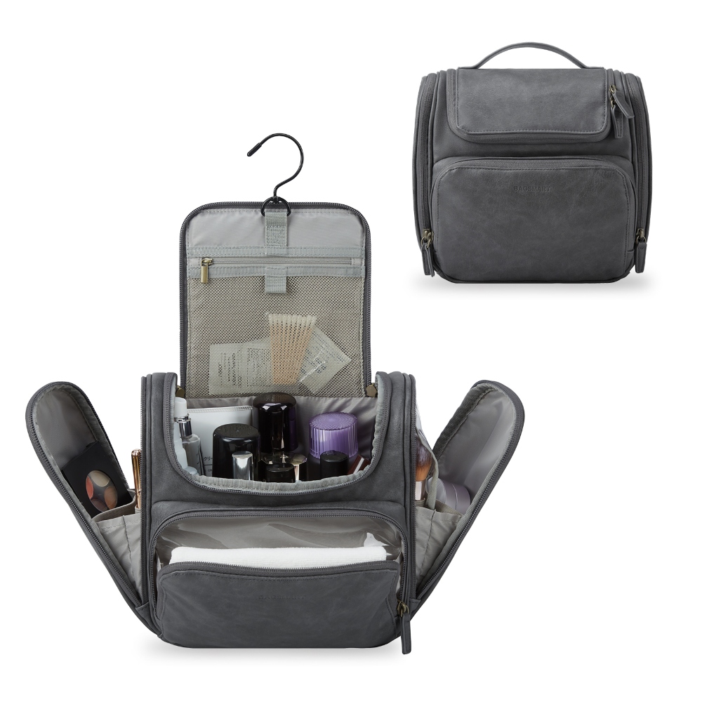 BAGSMART NECESER DE VIAJE EN PIEL DOPP - GRIS - 1