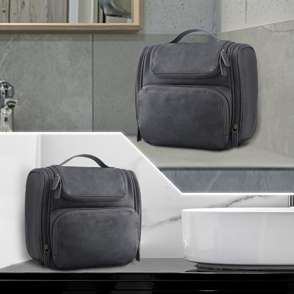 BAGSMART NECESER DE VIAJE EN PIEL DOPP - GRIS - 3
