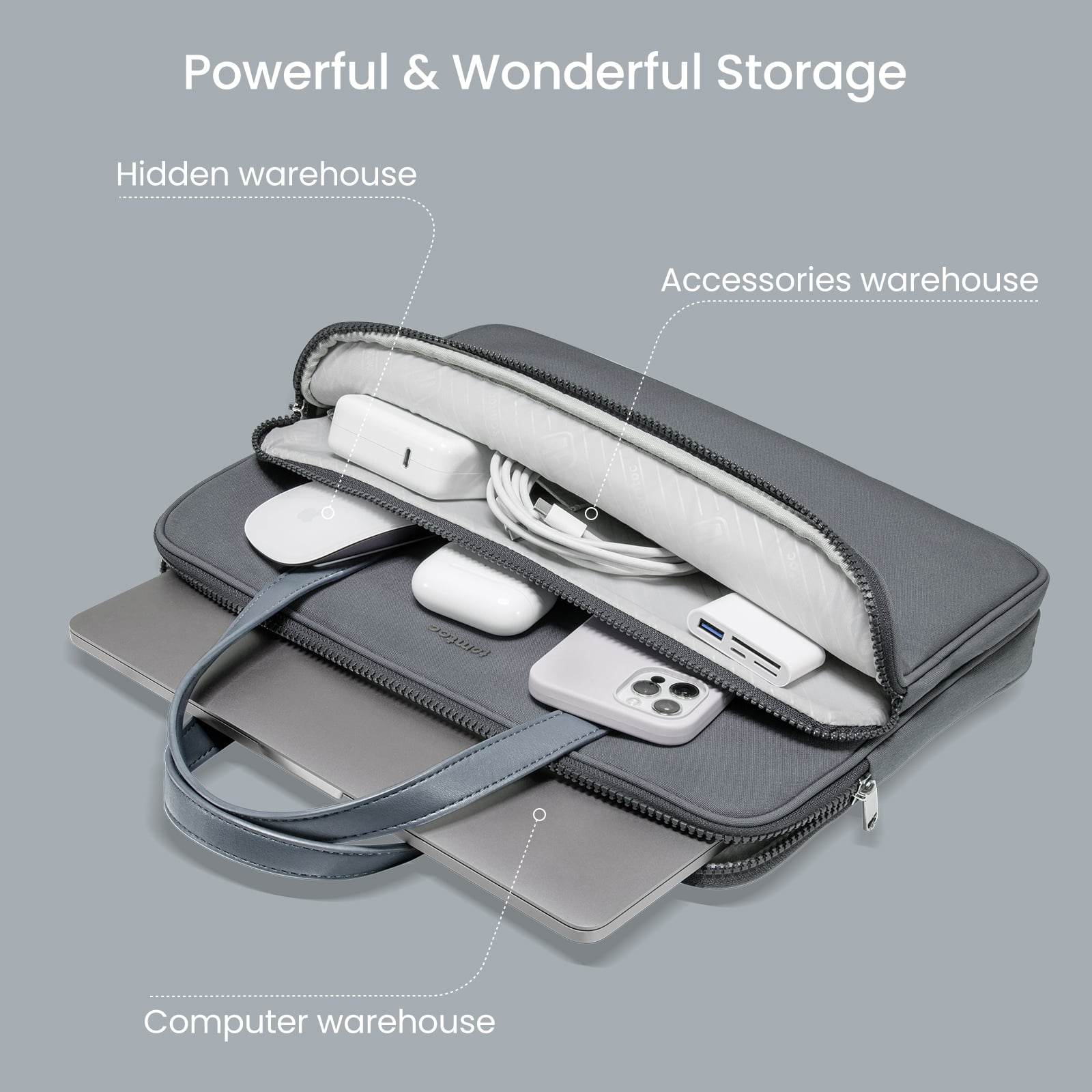 TOMTOC BOLSO PREMIUM H21 PARA 14'' MACBOOK PRO - GRIS - 2