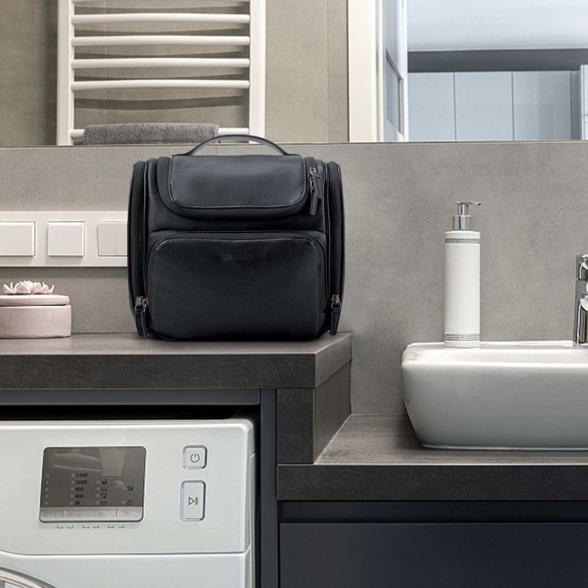 Bagsmart Neceser de Viaje Compacto en Cuero Sintético Negro - 2
