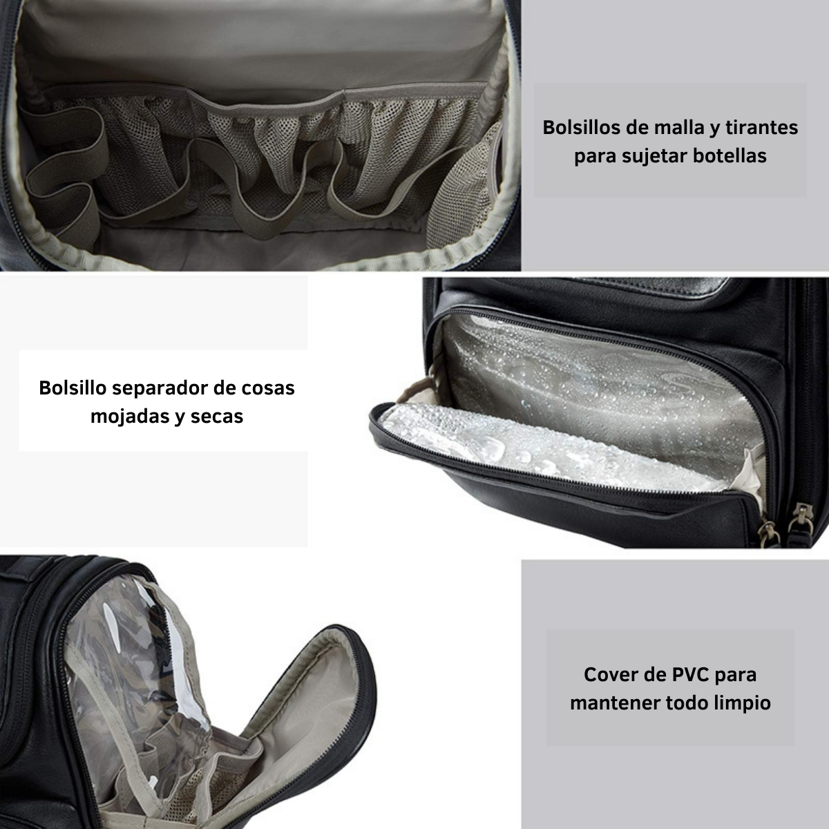 Bagsmart Neceser de Viaje Compacto en Cuero Sintético Negro - 4