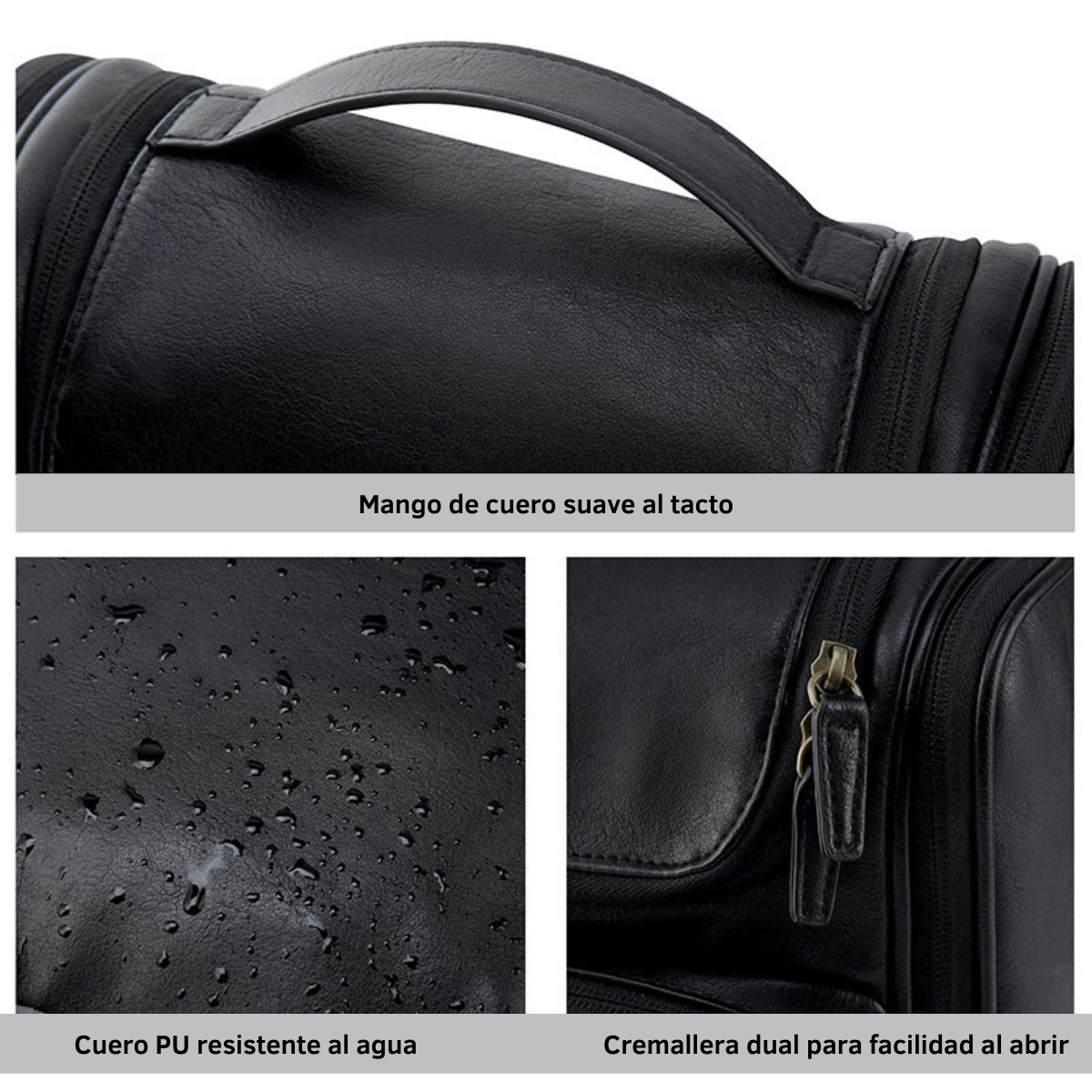 Bagsmart Neceser de Viaje Compacto en Cuero Sintético Negro - 5