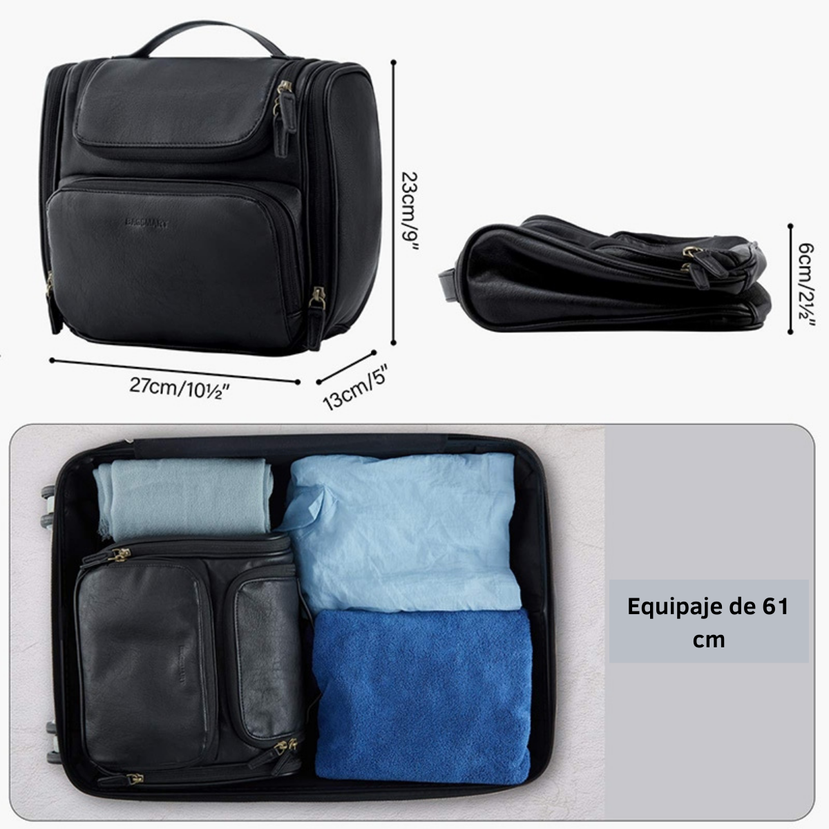 Bagsmart Neceser de Viaje Compacto en Cuero Sintético Negro - 6
