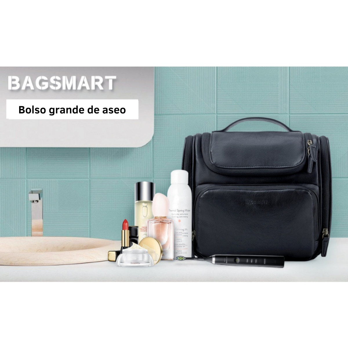 Bagsmart Neceser de Viaje Compacto en Cuero Sintético Negro - 7