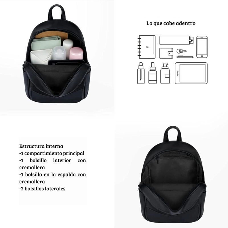 ECOSUSI MINI MOCHILA CON LAZO EN COLOR NEGRO - 2