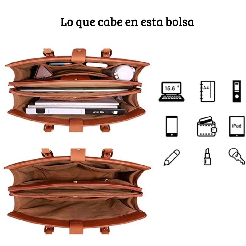 ECOSUSI BOLSA OFICINA PARA NOTEBOOK 15.6'' GRAN CAPACIDAD- MARRÓN - 4