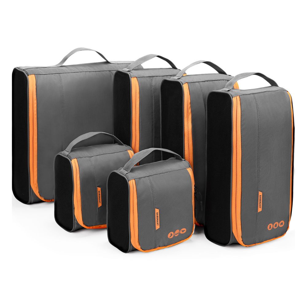 BAGSMART - CUBOS DE COMPRESIÓN Y ORGANIZACIÓN (6 UNIDADES) - GRIS NARANJA - 1