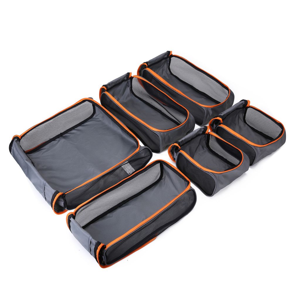 BAGSMART - CUBOS DE COMPRESIÓN Y ORGANIZACIÓN (6 UNIDADES) - GRIS NARANJA - 2