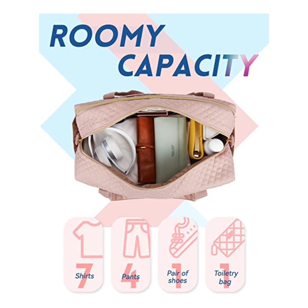 BAGSMART - BOLSO DE MANO PARA VIAJES CON BOLSA PARA ZAPATOS - ROSADO - 4