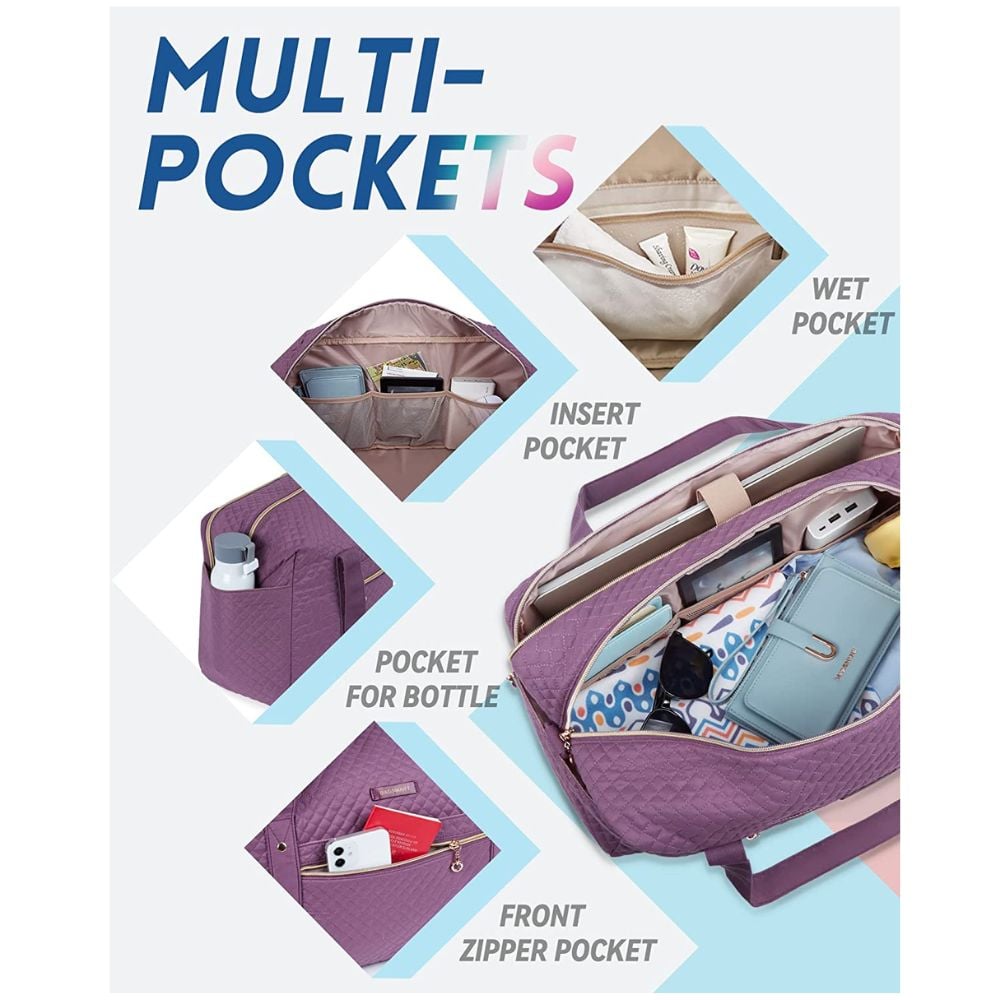 BAGSMART - BOLSO DE MANO PARA VIAJES CON BOLSA PARA ZAPATOS - MORADO - 4