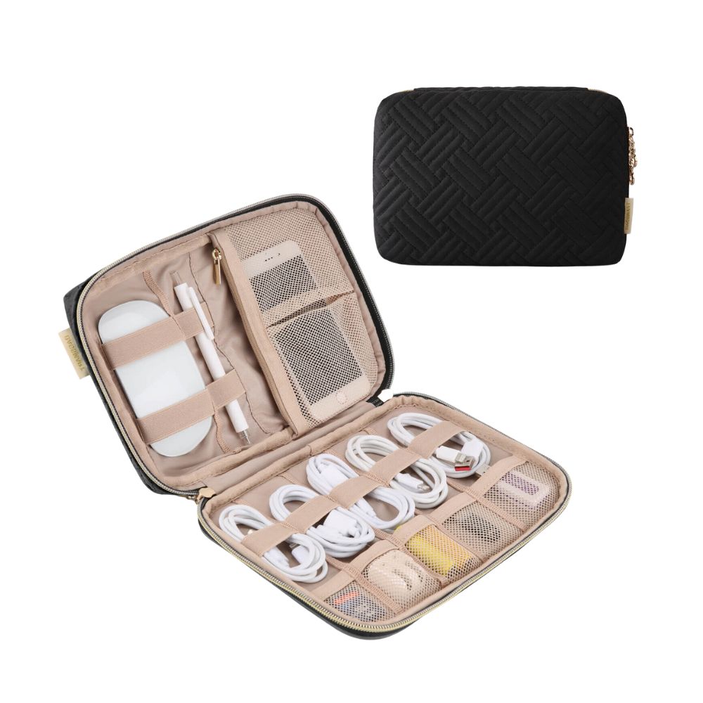 BAGSMART BOLSA ORGANIZADORA DE ACCESORIOS ELECTRÓNICOS ATHENA- EN COLOR NEGRO - 1