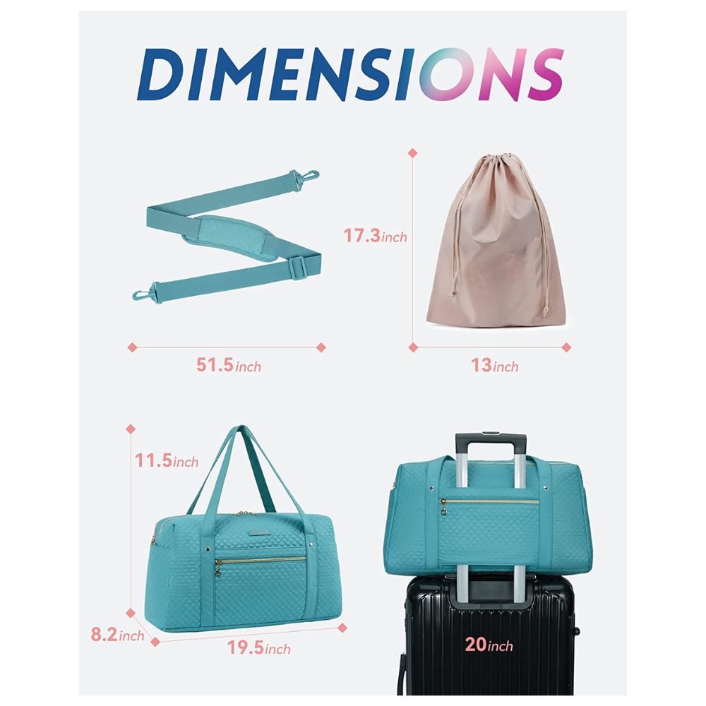 BAGSMART - BOLSO DE MANO PARA VIAJES CON BOLSA PARA ZAPATOS - TURQUESA - 4