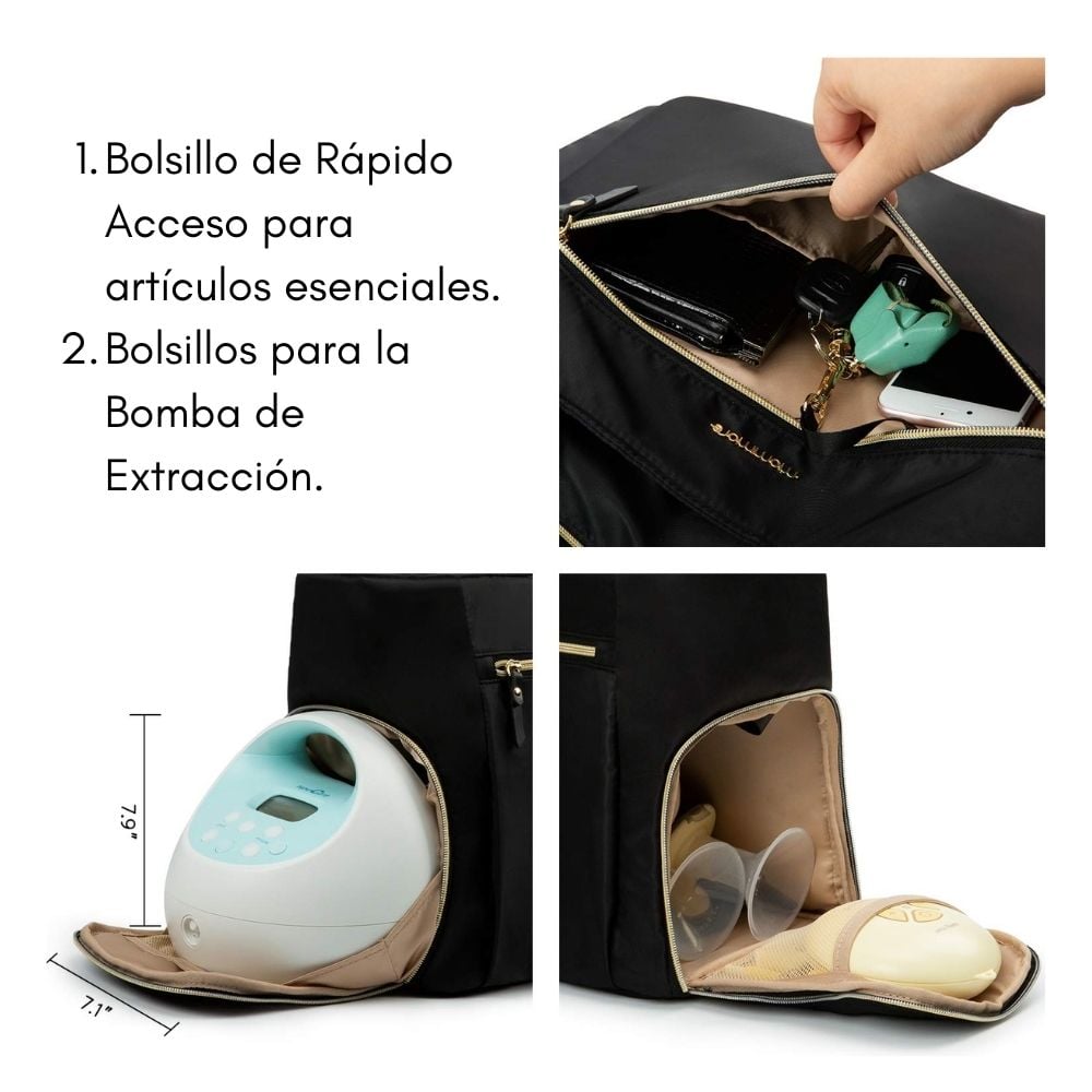 PAÑALERA MOMMORE MM3101306AN001 ELEGANTE GRAN CAPACIDAD NEGRO - 2
