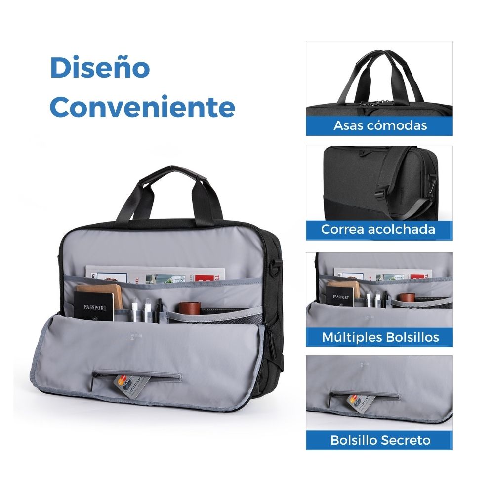 BAGSMART MALETÍN FALCO NOTEBOOK 15.6''- EN COLOR NEGRO - 2