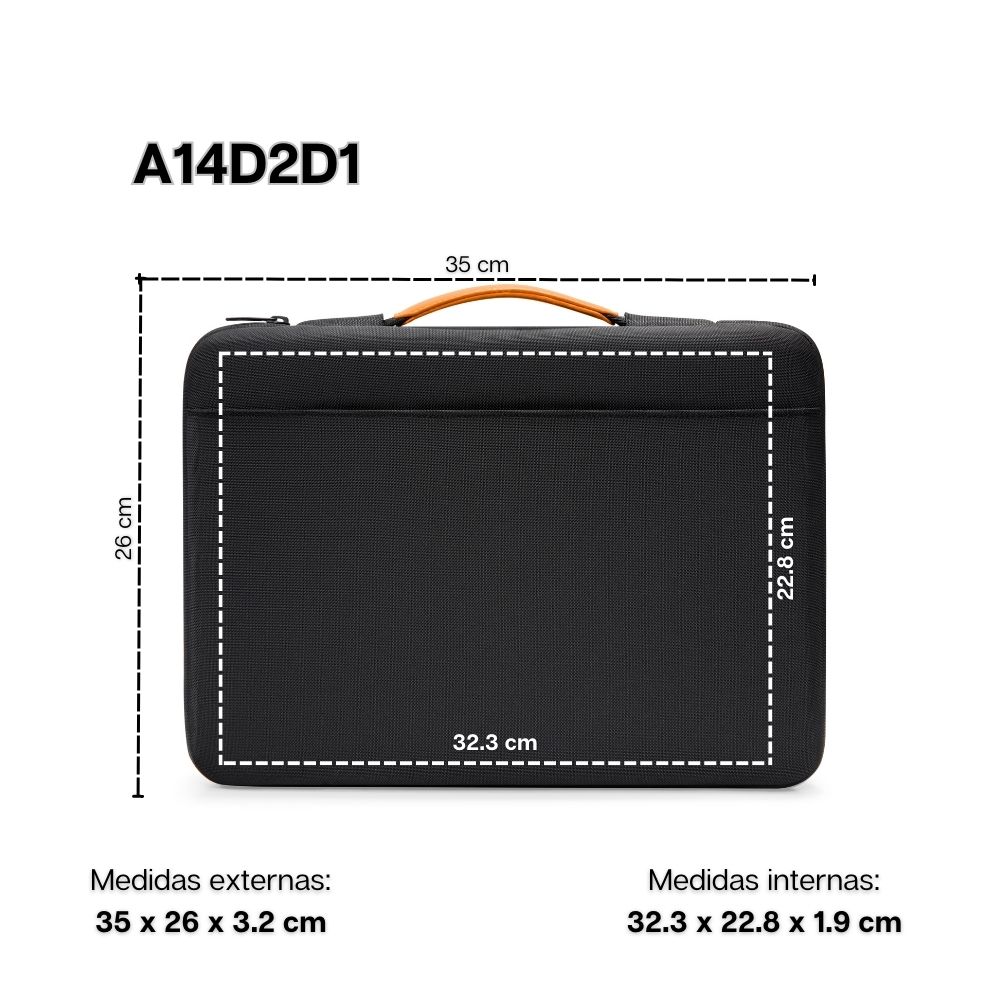 TOMTOC MALETÍN A14 PARA NOTEBOOK/MACBOOK DE 14' - NEGRO - 2