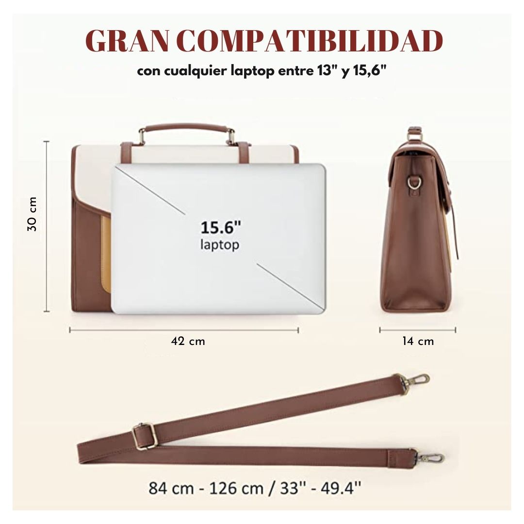 ECOSUSI - MALETÍN VINTAGE VEGANO MYOSOTIS PARA NOTEBOOK DE 15.6' - 4