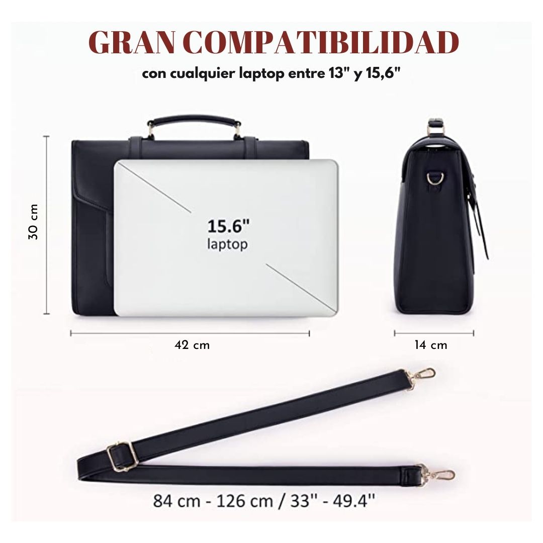 ECOSUSI - MALETÍN VINTAGE VEGANO MYOSOTIS PARA NOTEBOOK DE 15.6' - 4