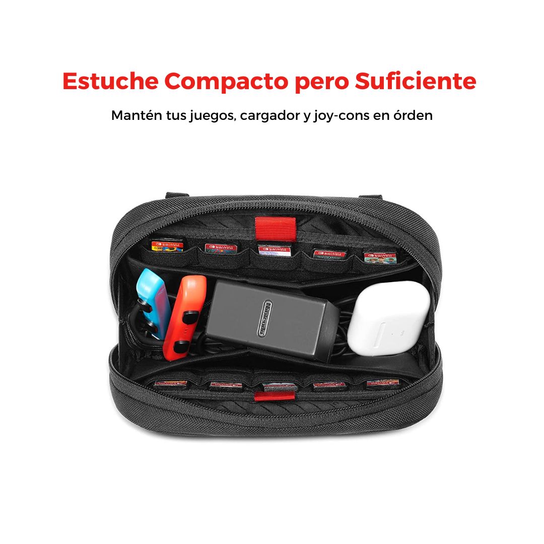 TOMTOC ESTUCHE DE ALMACENAMIENTO PARA JUEGOS DE NINTENDO SWITCH /OLED /LITE - NEGRO - 3