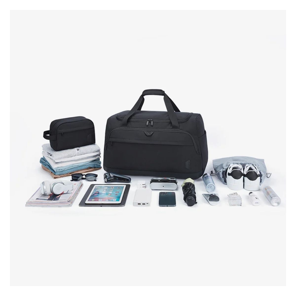 BAGSMART BOLSO DE VIAJE HOMBRE WEEKENDER 38L + NECESER - EN COLOR NEGRO - 7