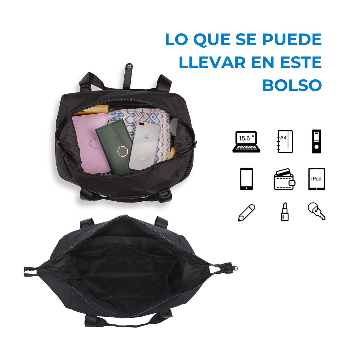 BAGSMART BOLSO DE MANO ZORAESQUE- EN COLOR NEGRO - 4