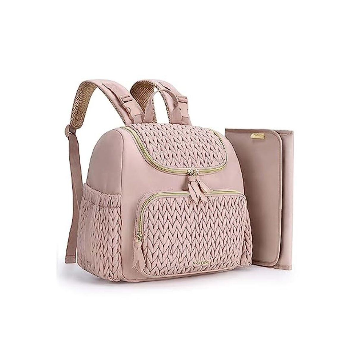 MOMMORE MOCHILA PAÑALERA ELEGANTE PEQUEÑA CON BOLSILLOS TÉRMICOS - ROSADO - 1