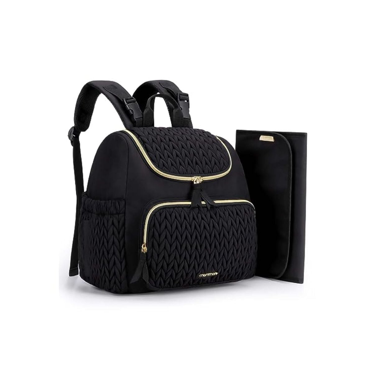 MOMMORE MOCHILA PAÑALERA ELEGANTE PEQUEÑA CON BOLSILLOS TÉRMICOS - EN COLOR NEGRO - 1