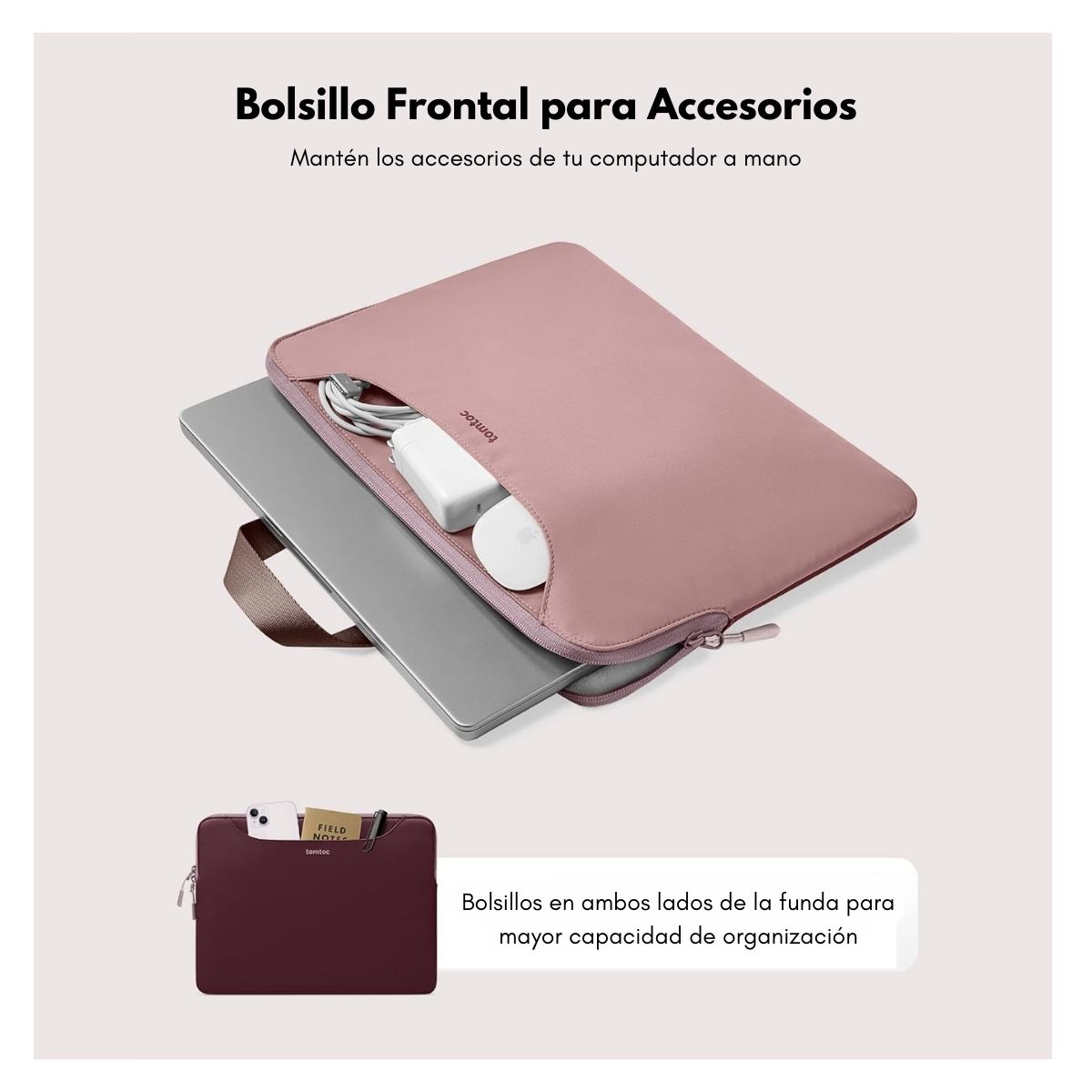 TOMTOC FUNDA LIGHT-A21 BICOLOR LAPTOP/TABLET 13' - 14' - ROSADO - 3