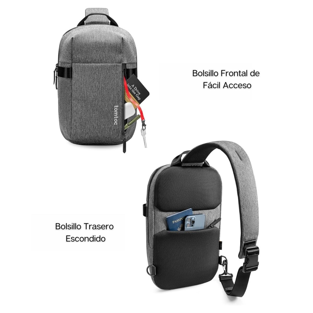 TOMTOC BOLSO SLING NAVIGATOR-T24 PARA MACBOOK PRO 14' - GRIS - 2