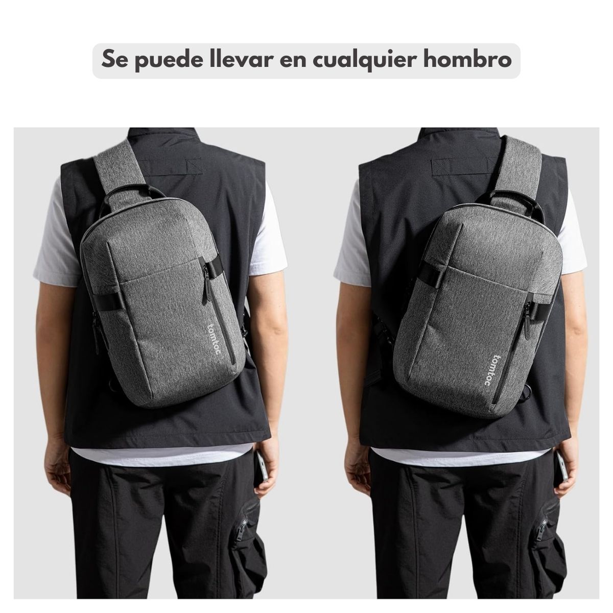 TOMTOC BOLSO SLING NAVIGATOR-T24 PARA MACBOOK PRO 14' - GRIS - 4