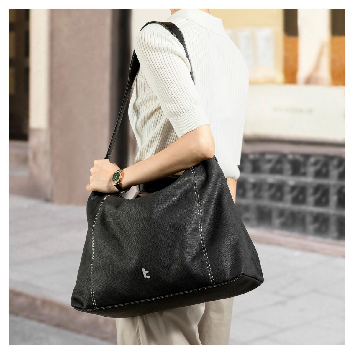 TOMTOC BOLSO TOTE VERSATILE-T28 + FUNDA NOTEBOOK 14' - NEGRO - 6