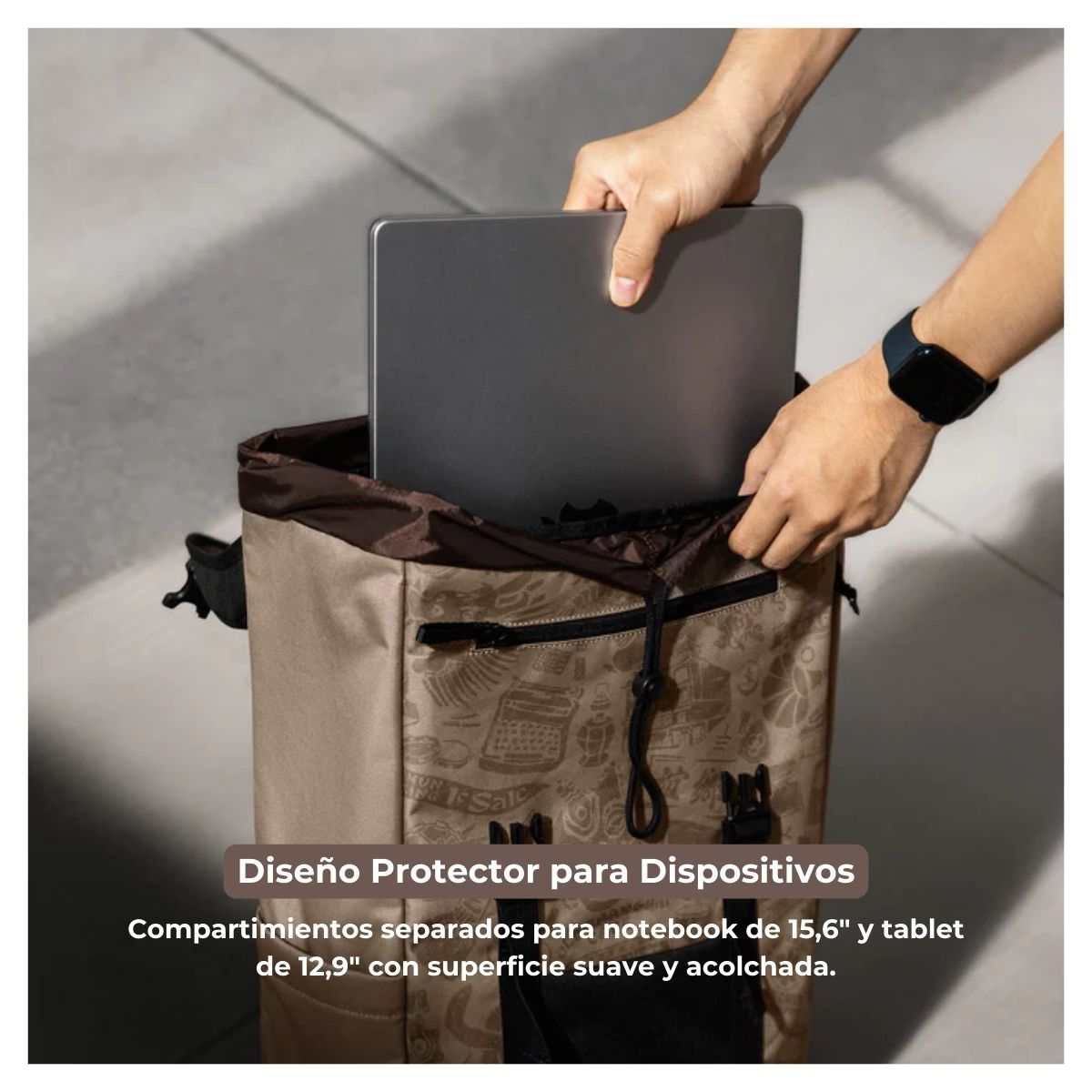 TOMTOC MOCHILA OCHM-TA1 22L PARA NOTEBOOK HASTA 15.6' - MARRÓN - 6