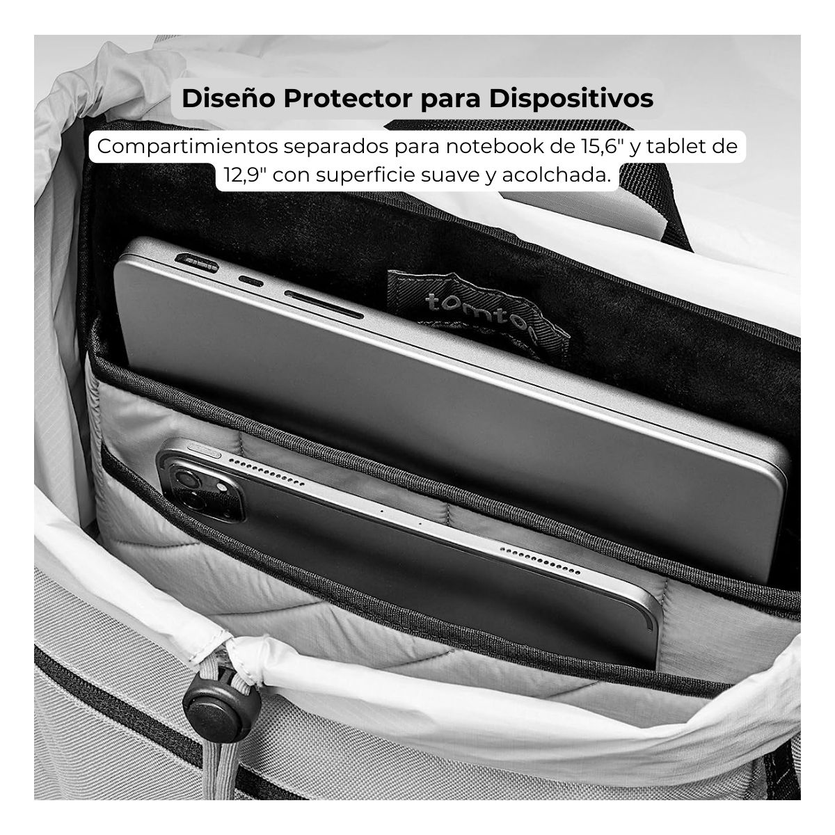 TOMTOC MOCHILA VINTPACK-A1 22L PARA NOTEBOOK HASTA 15.6' - GRIS CLARO - 2