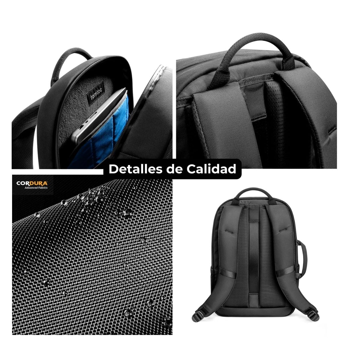 TOMTOC MOCHILA URBANEX-T65 20L PARA NOTEBOOK 15.6' - NEGRO - 4
