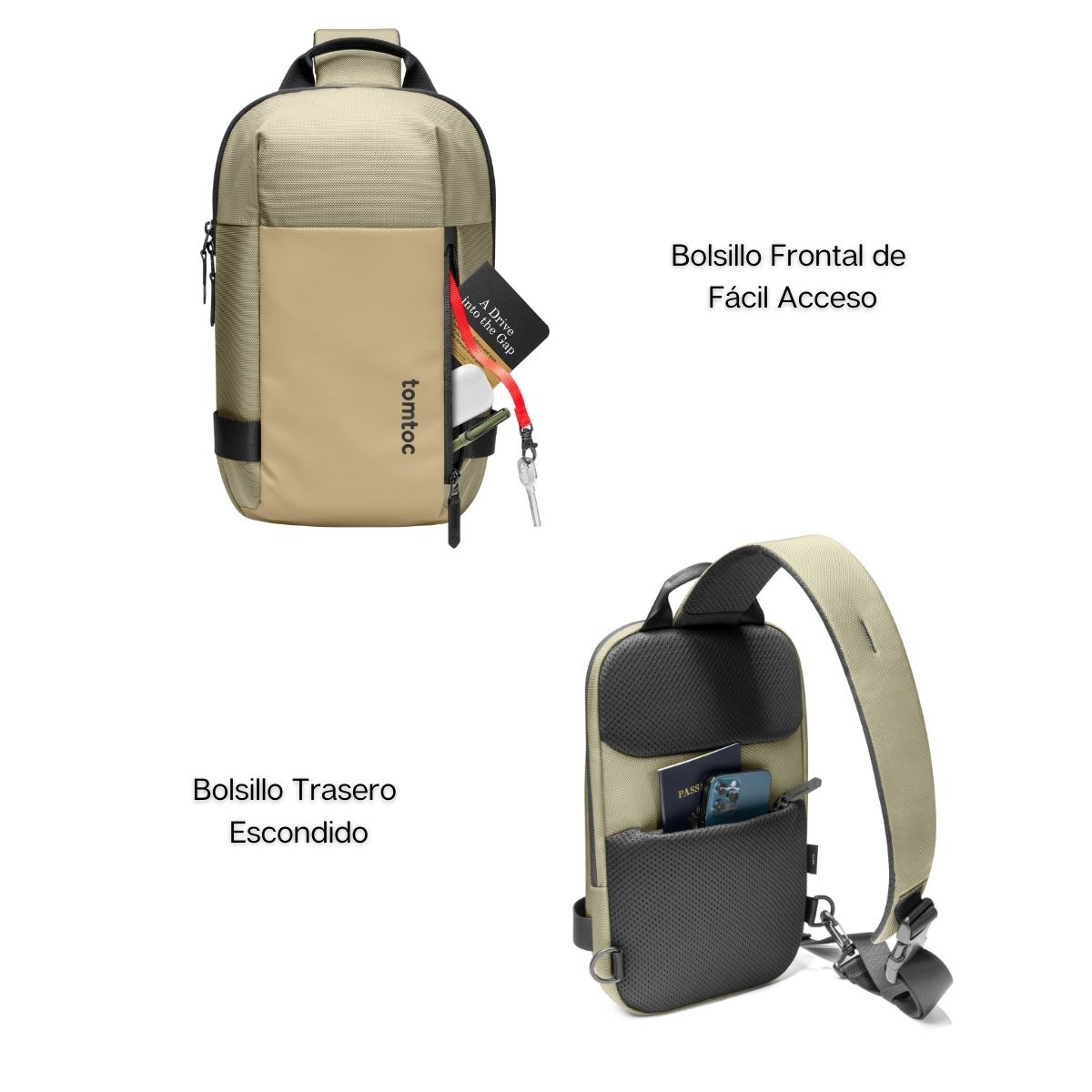 TOMTOC BOLSO SLING NAVIGATOR-T24 PARA MACBOOK PRO 14' - CAQUI - 4