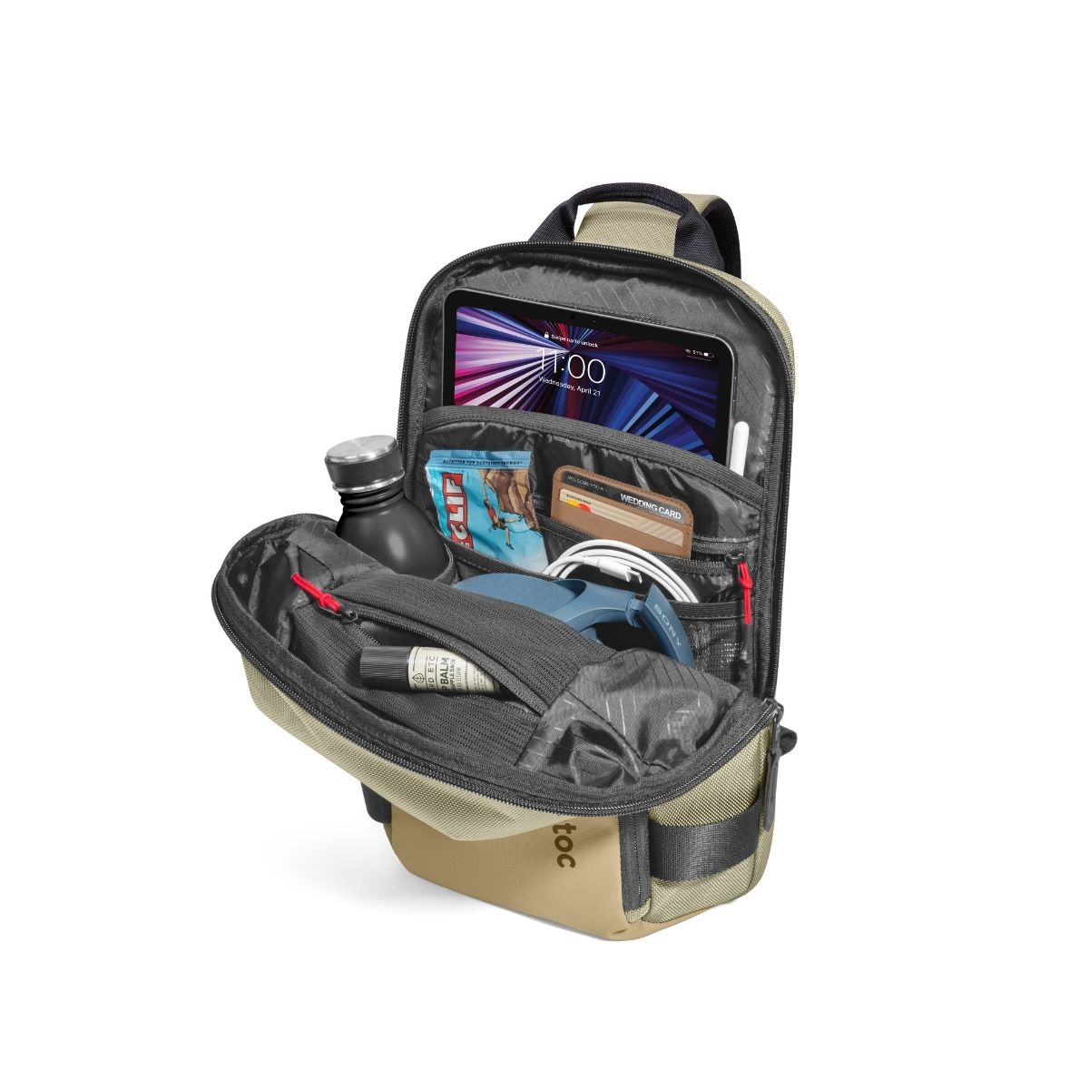 TOMTOC BOLSO SLING NAVIGATOR-T24 PARA MACBOOK PRO 14' - CAQUI - 6