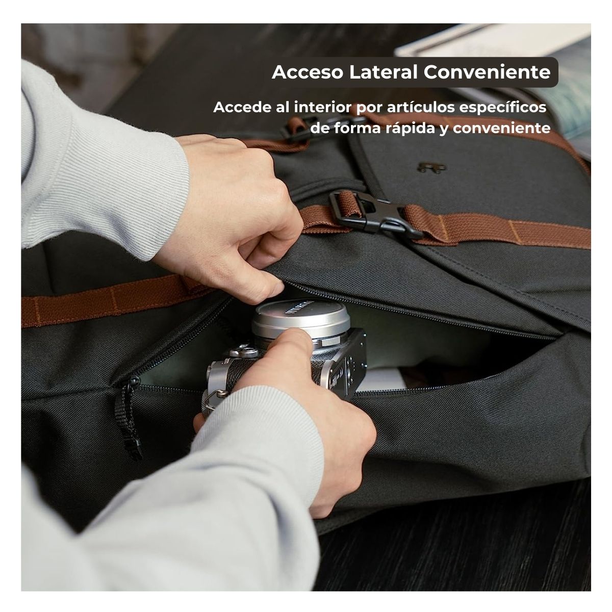 TOMTOC MOCHILA VINTPACK-A1 17L PARA MACBOOK 16' - NEGRO - 3