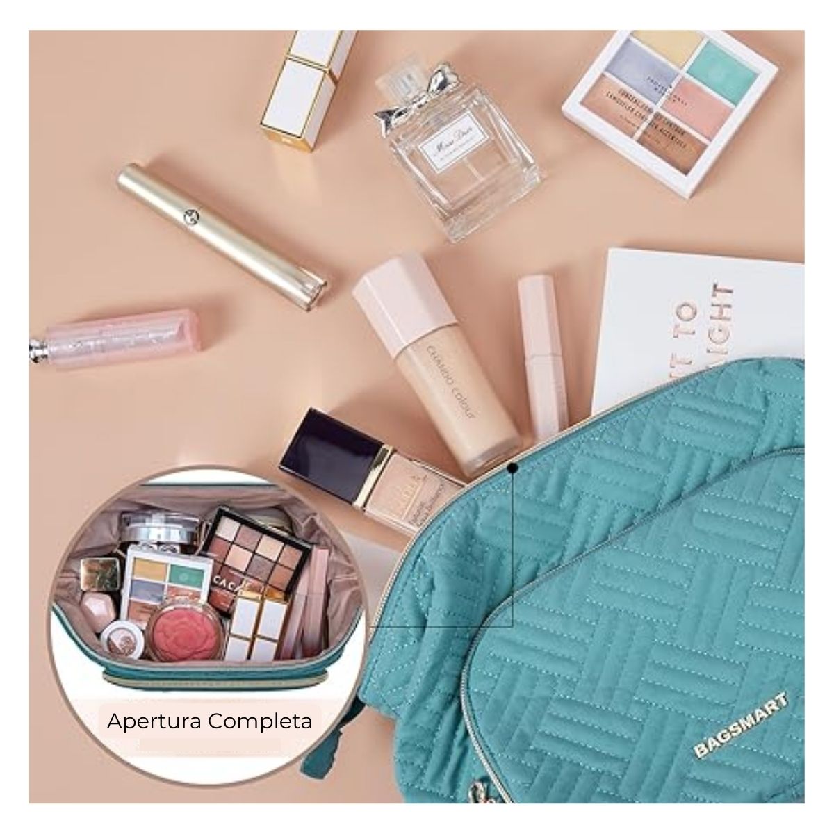 Bagsmart Cosmetiquero Tejido de Viaje Turquesa - 3