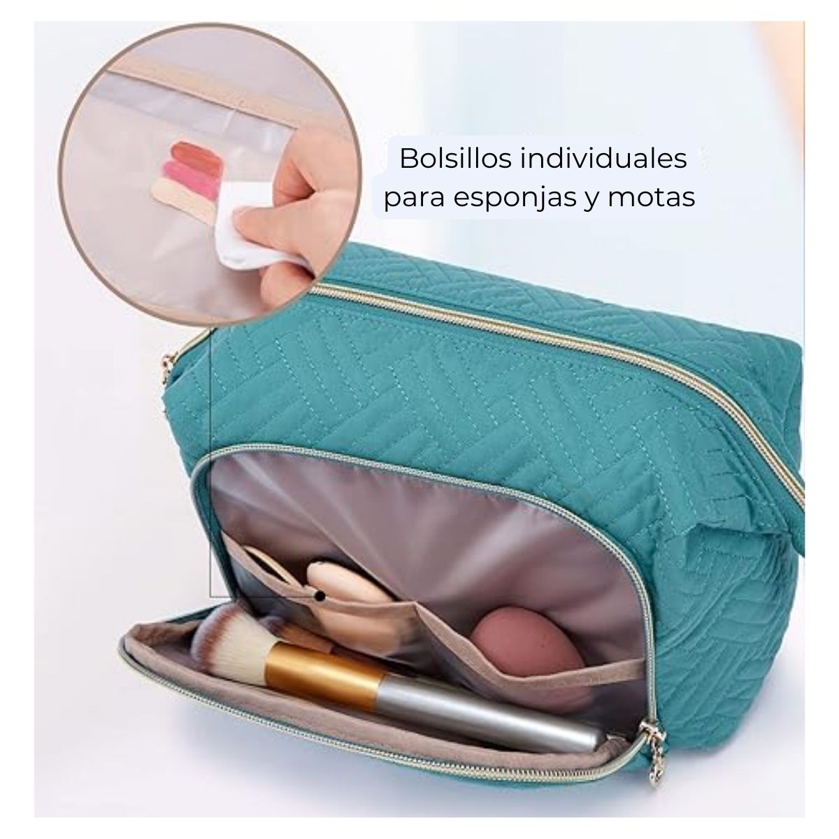 Bagsmart Cosmetiquero Tejido de Viaje Turquesa - 4