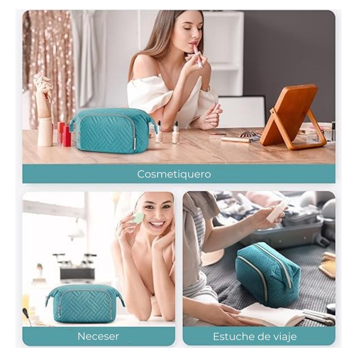 Bagsmart Cosmetiquero Tejido de Viaje Turquesa - 5
