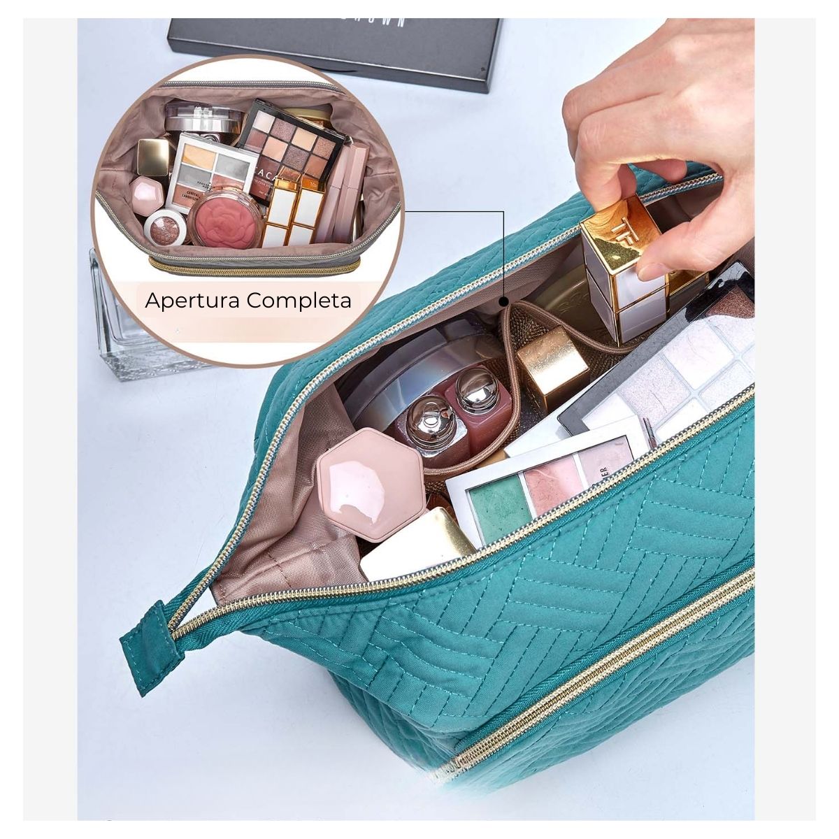 Bagsmart Cosmetiquero Tejido de Viaje Turquesa - 6
