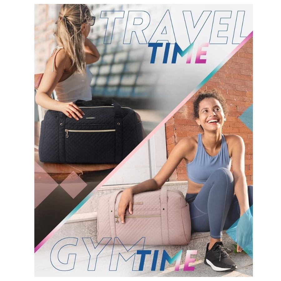 BAGSMART BOLSO DE MANO PARA VIAJES CON BOLSA PARA ZAPATOS - NEGRO TEJIDO - 3
