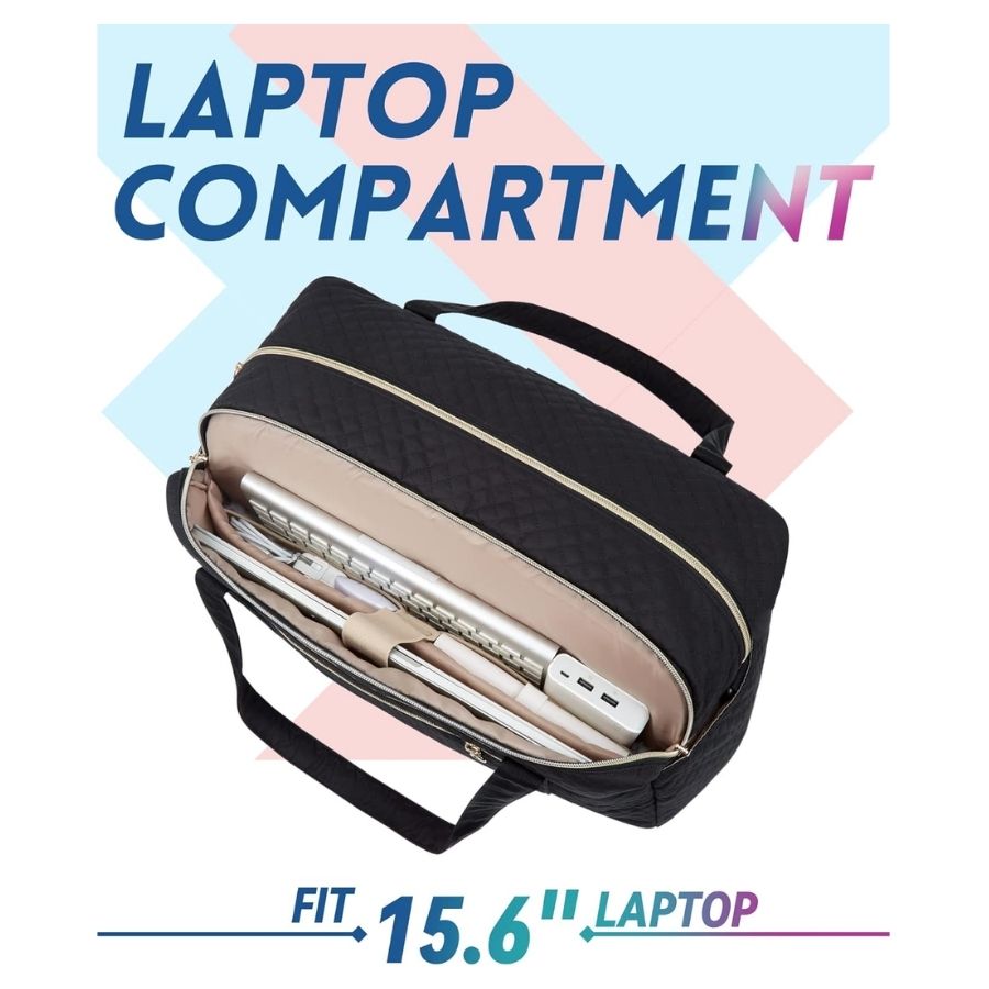 BAGSMART BOLSO DE MANO PARA VIAJES CON BOLSA PARA ZAPATOS - NEGRO TEJIDO - 5