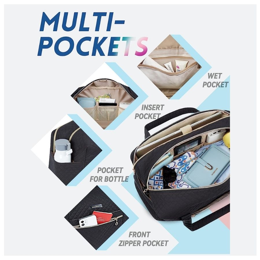 BAGSMART BOLSO DE MANO PARA VIAJES CON BOLSA PARA ZAPATOS - NEGRO TEJIDO - 6