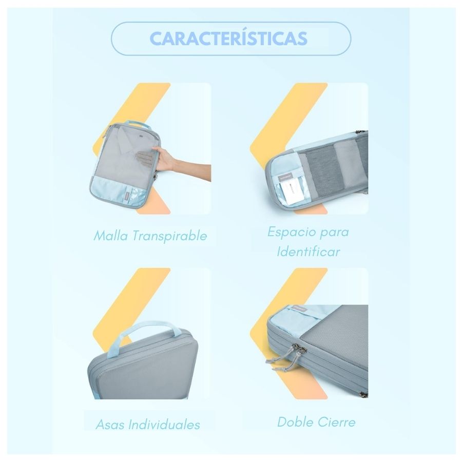 Bagsmart Organizadores de Equipaje con Compresión 6 pzs Celeste - 4
