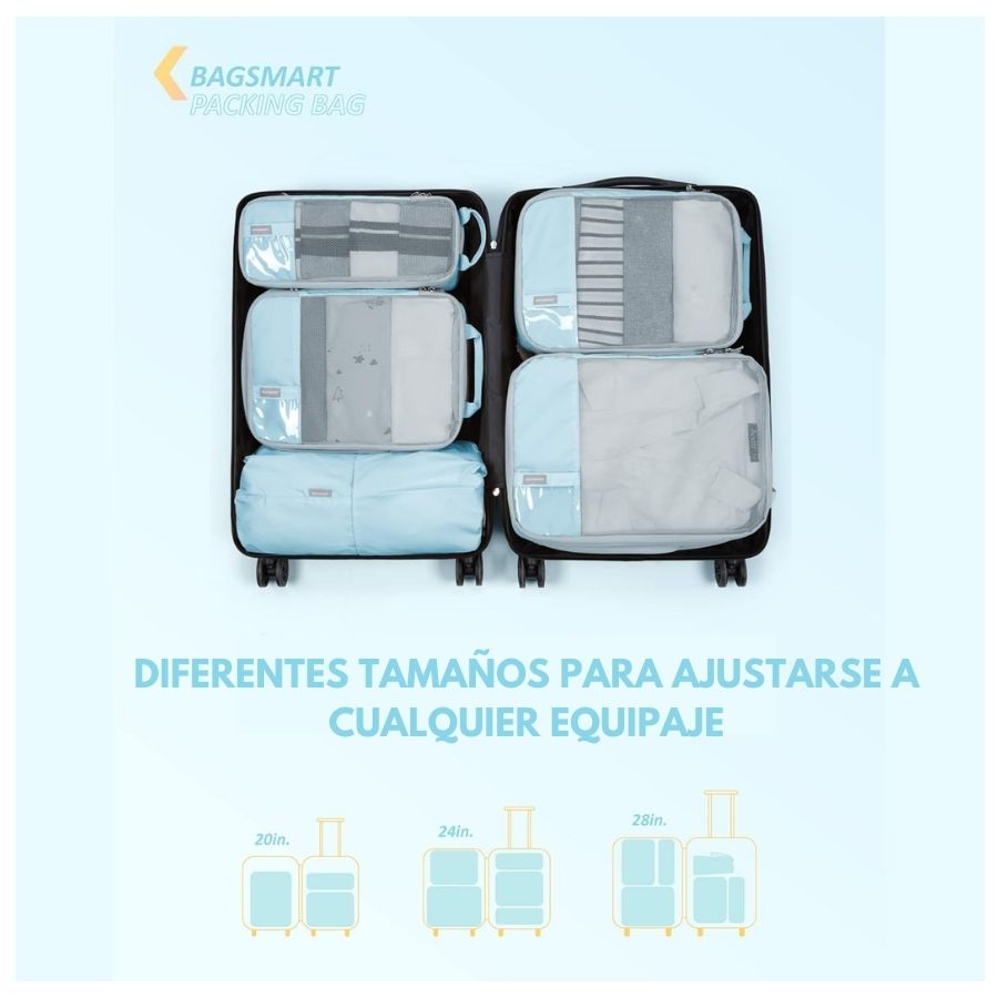 Bagsmart Organizadores de Equipaje con Compresión 6 pzs Celeste - 6