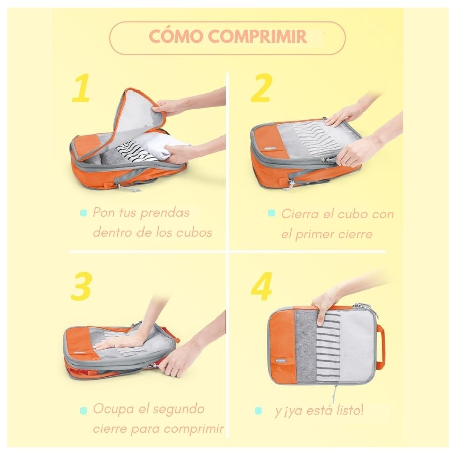 Bagsmart Organizadores de Equipaje con Compresión 6 pzs Naranja - 2