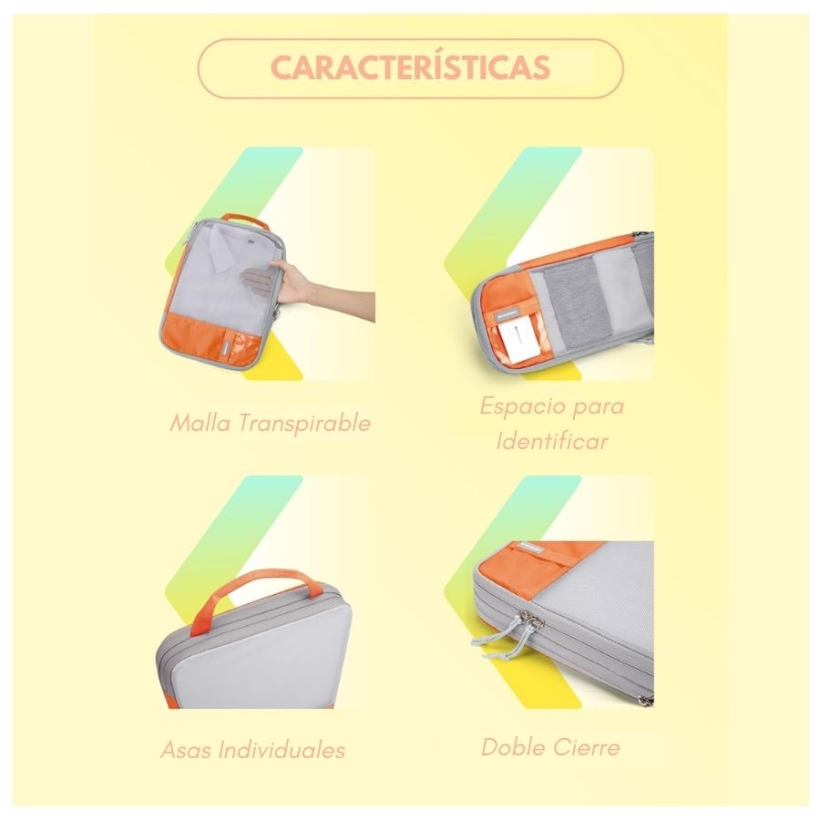 Bagsmart Organizadores de Equipaje con Compresión 6 pzs Naranja - 4