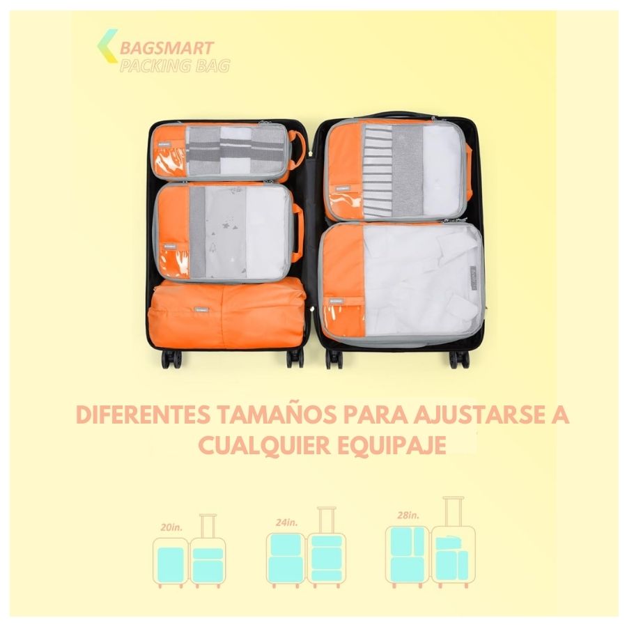 Bagsmart Organizadores de Equipaje con Compresión 6 pzs Naranja - 6