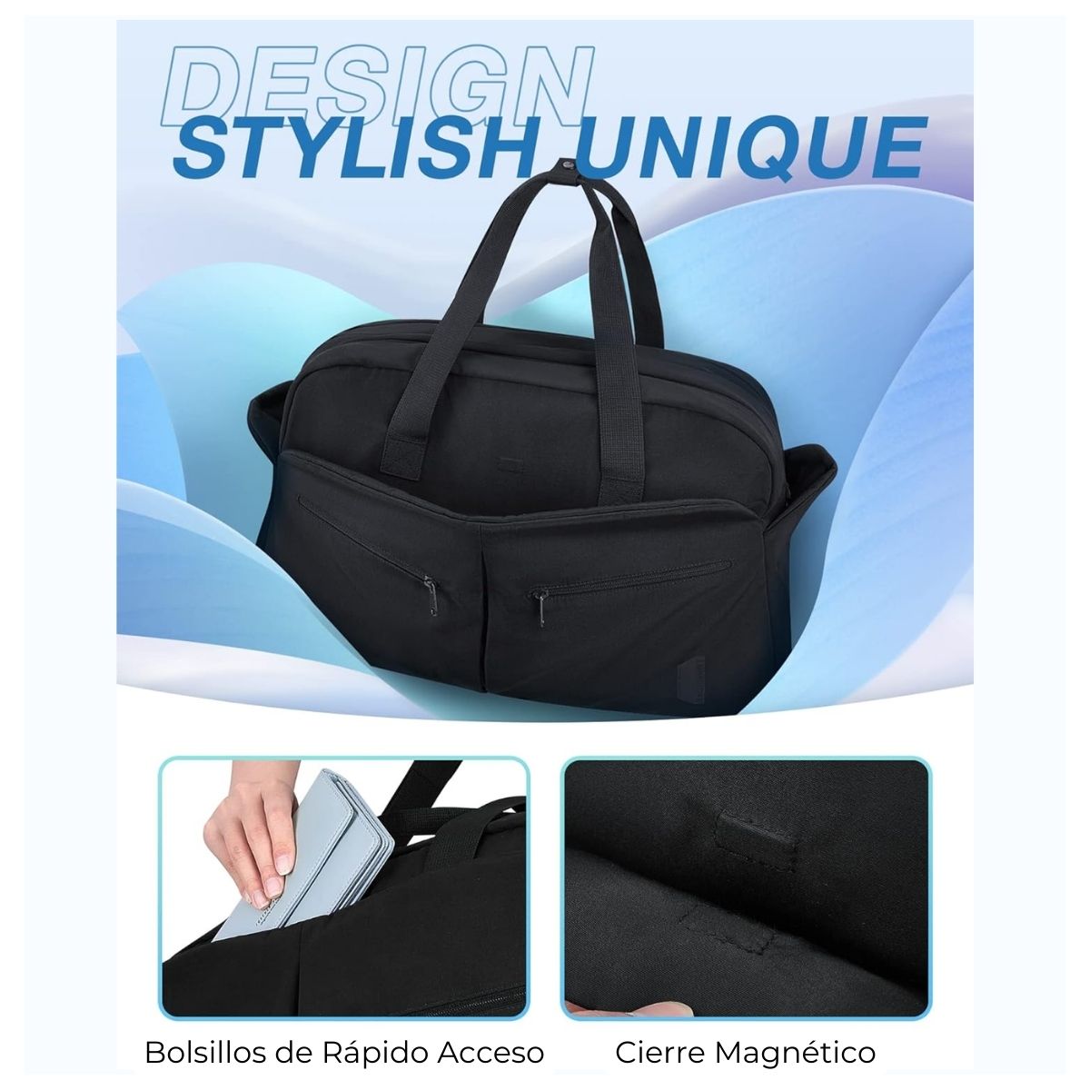 BAGSMART BOLSO DE MANO PARA VIAJES TWO-ZONE CON NECESER 17.3' - NEGRO - 3