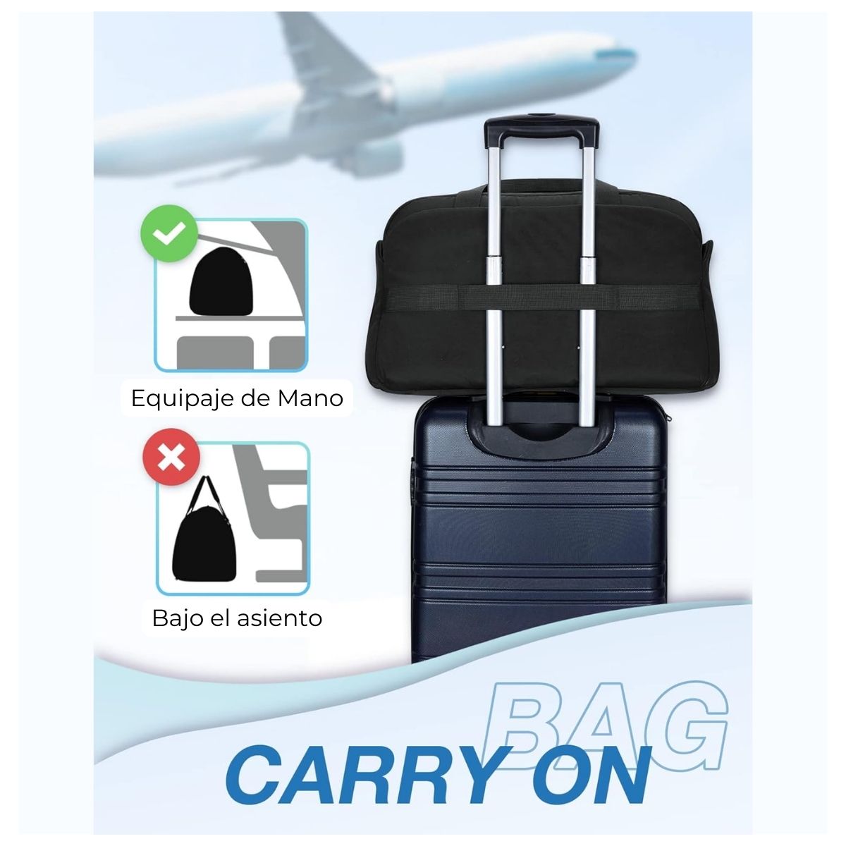 BAGSMART BOLSO DE MANO PARA VIAJES TWO-ZONE CON NECESER 17.3' - NEGRO - 6
